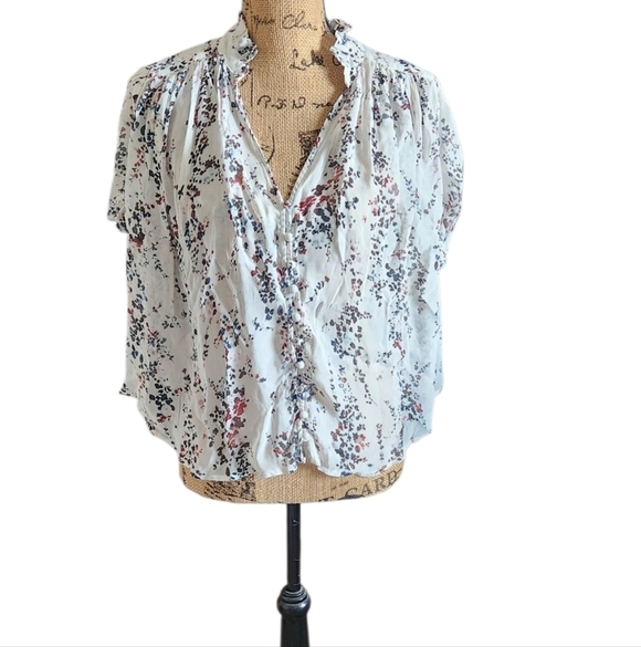 Anthropologie Tops - The Estela Sheer Printed Blouse: Short-Sleeve Edition